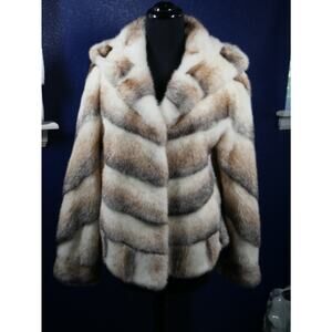 STUNNING RARE Custom Breed Cross Mink Hooded Fur Coat Jacket